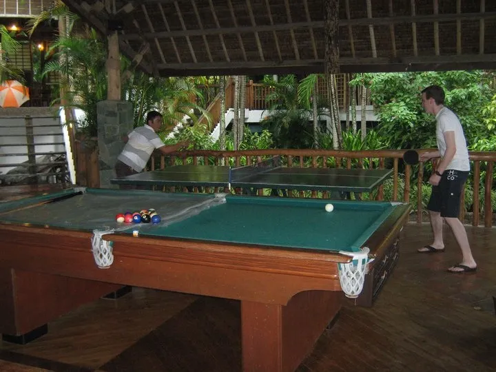 Playing ping pong at a resort in Panglao Island