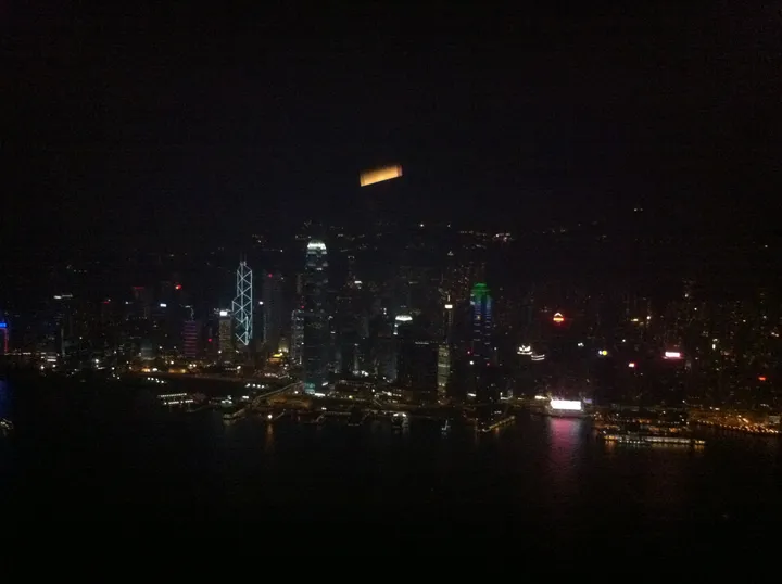 Hong Kong skyline at night from the Ritz Carlton