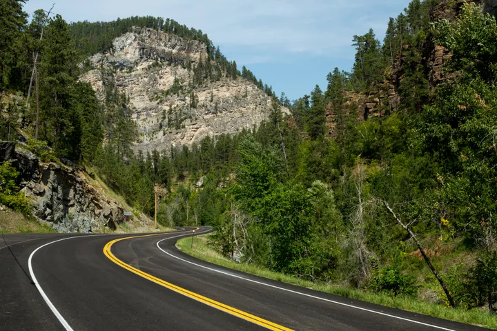 A winding road through the Black Hills of South Dakota