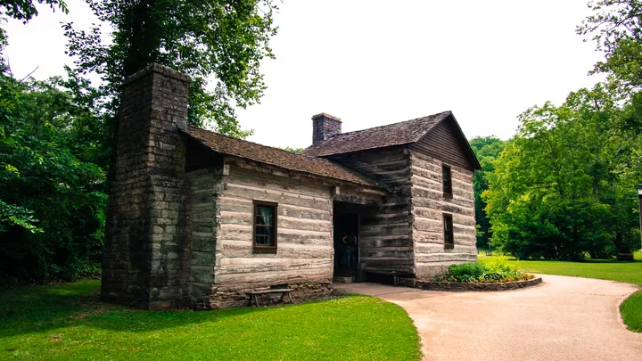 Historic log cabin at Spring Mill State Park